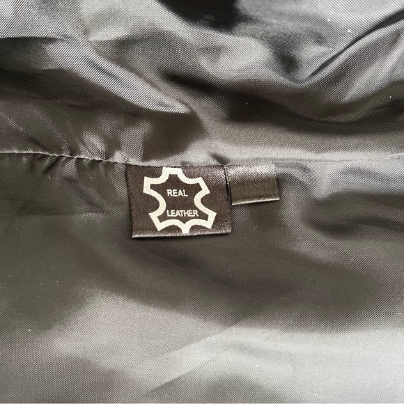 Vintage Mercedes Benz Collection Black Leather Coat Leather Stitching Women LG - Picture 11 of 15